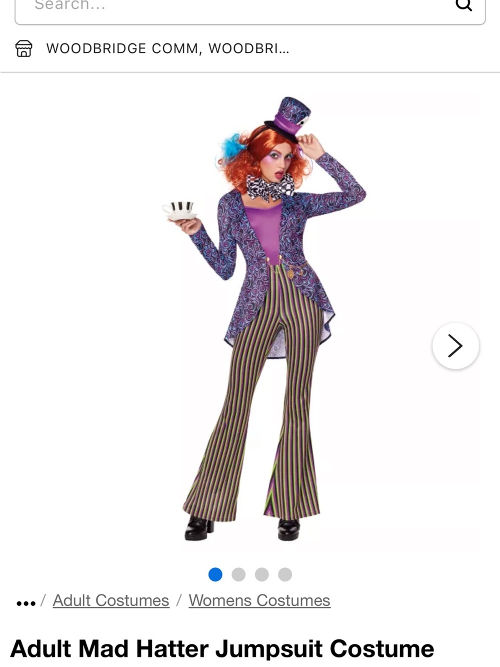 Spirit Halloween Adult Mad Hatter Jumpsuit Costume